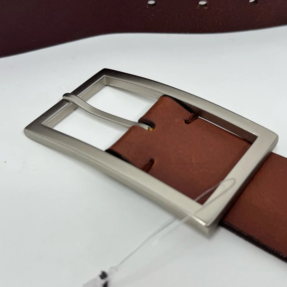 GAP Brown Leather Belt with Silver Rectangular Buckle